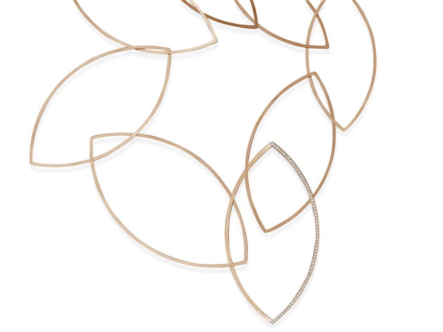  Collier Spitzbogenkette Weißgold Rosewood