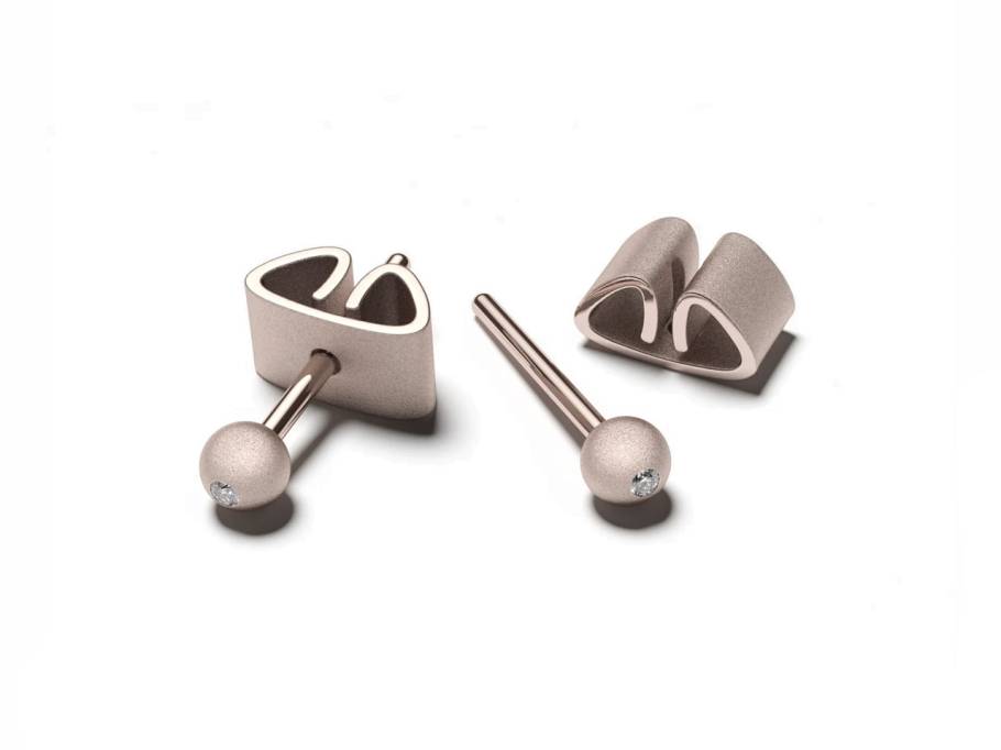 Now Ohrstecker Galaxy Rose 3,0 mm  mit Brillant mattiert