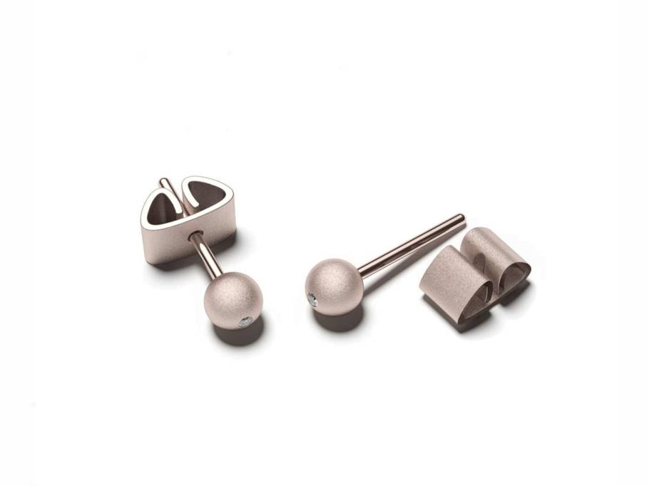 Now Ohrstecker Galaxy Rose 4,0 mm  mit Brillant mattiert