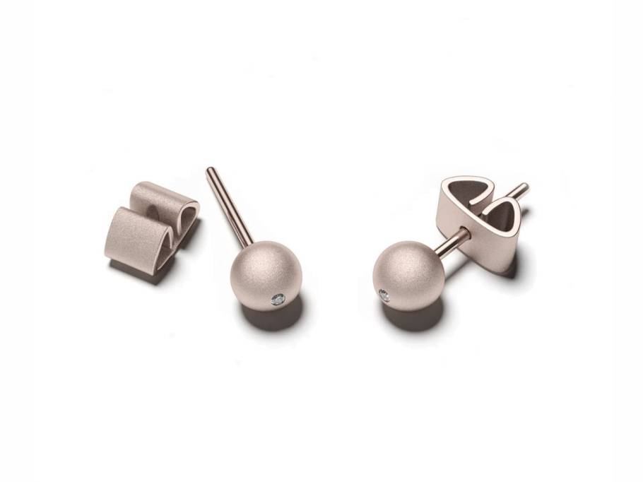 Now Ohrstecker Galaxy Rose 5,0 mm  mit Brillant mattiert