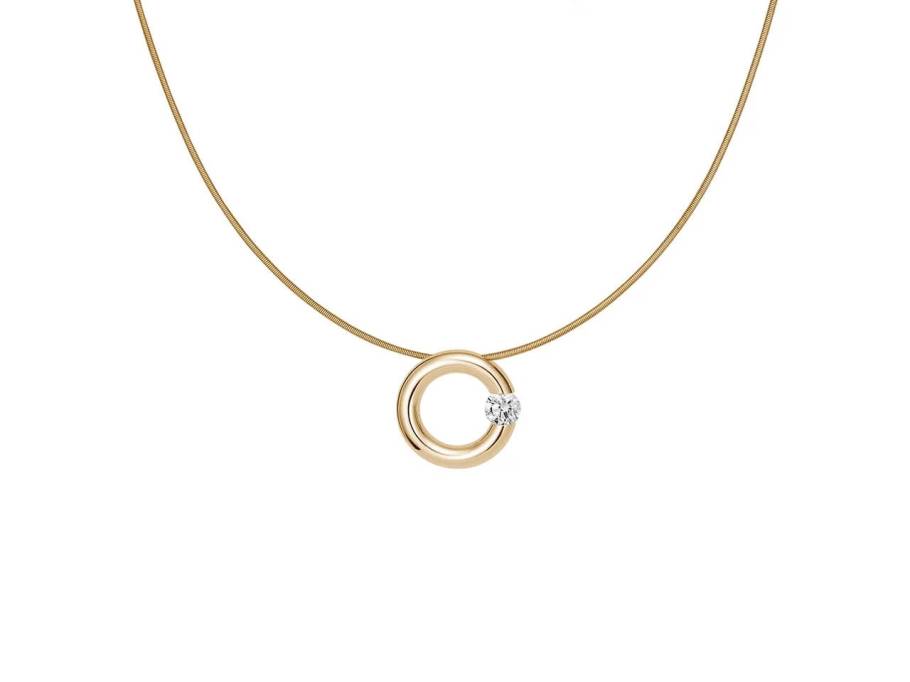 Spannring Anhänger 14mm Gelbgold poliert 0,16 ct 