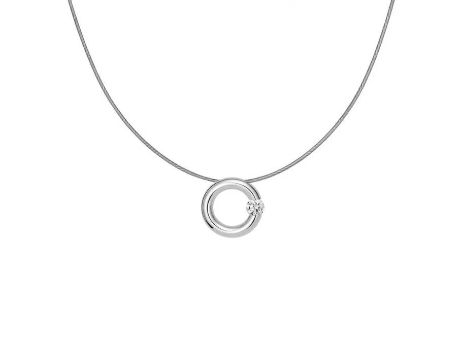 Spannring Anhänger 14mm Platin poliert 0,16 ct 