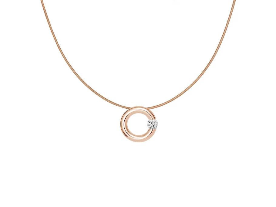 Spannring Anhänger 14mm Roségold poliert 0,16 ct 