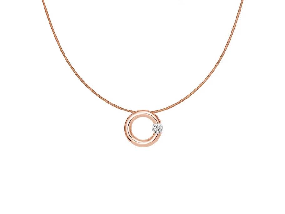 Spannring Anhänger 14mm Rotgold poliert 0,16 ct 