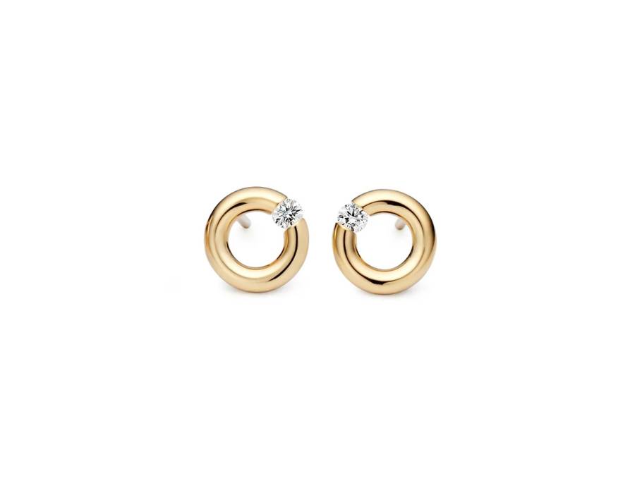  Spannring  Ohrstecker  8mm Gelbgold 2x 0,05 ct 