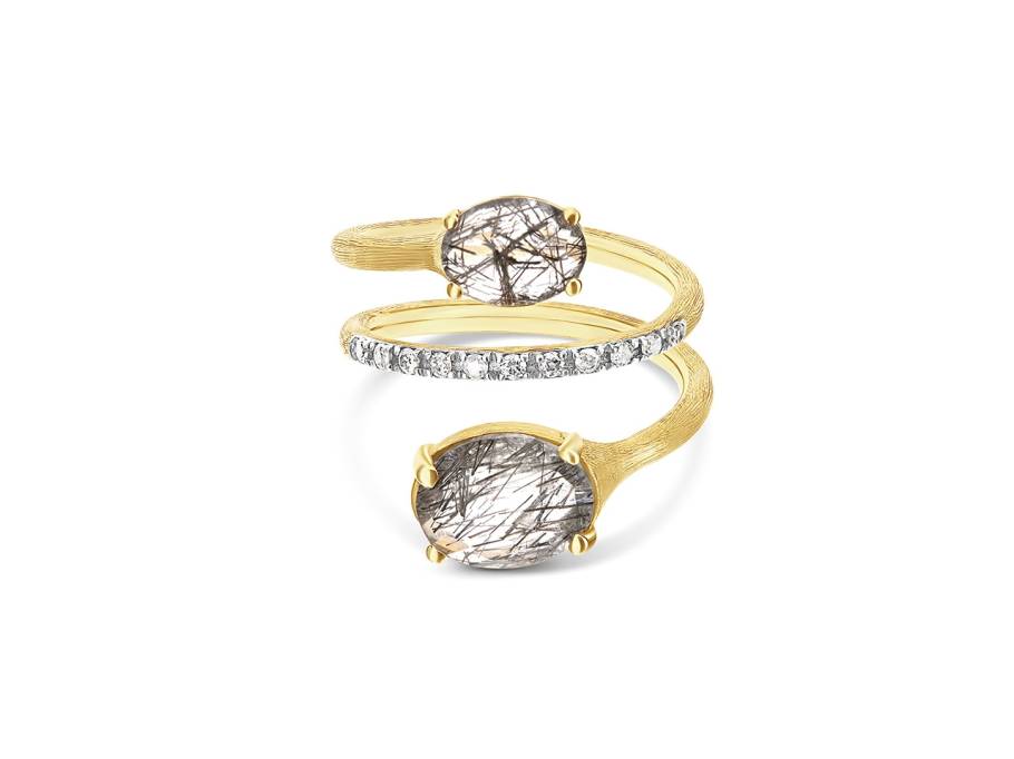  Ipanema Ring Gelbgold Rutilquarz dunkel