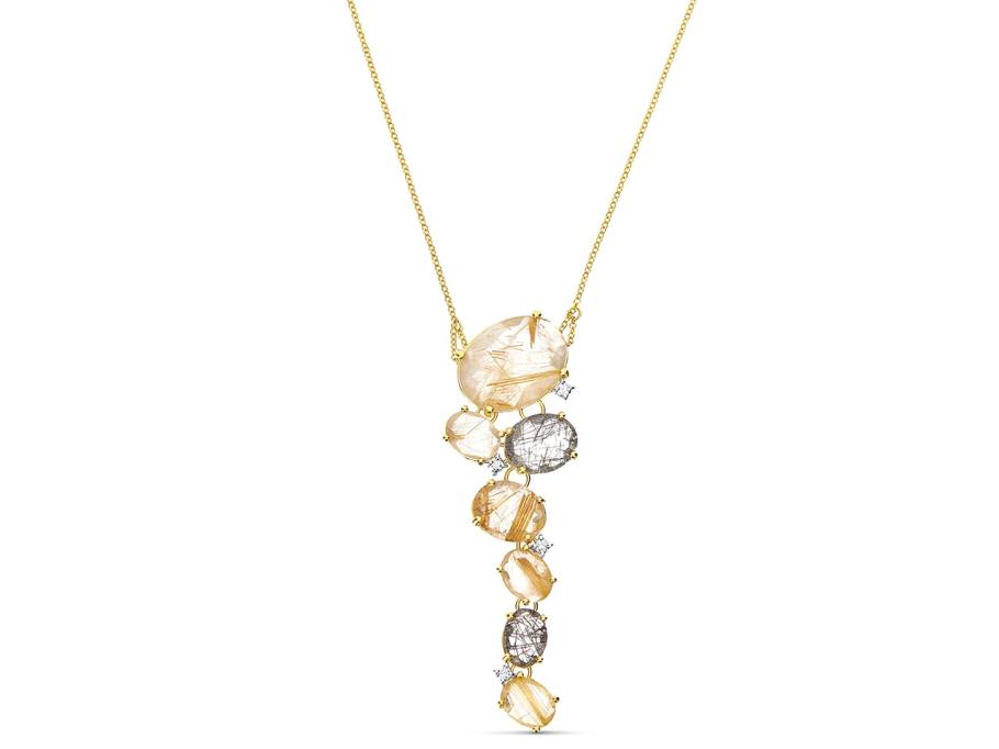  Ipanema Collier Gelbgold Rutilquarz hell und dunkel
