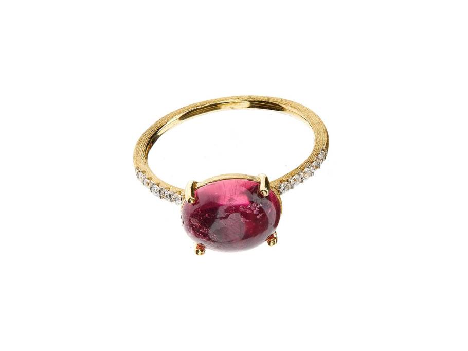 Dancing in the Rain Tourmalines Ring Gelbgold roter Turmalin groß
