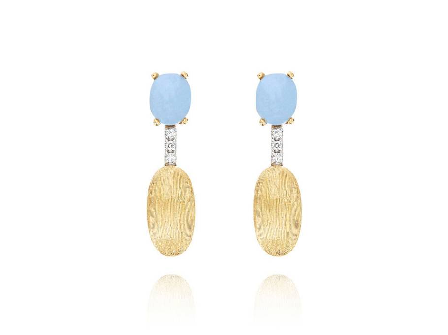 Dancing in the Rain Azure Ohrhänger  Gelbgold Milky Aquamarin