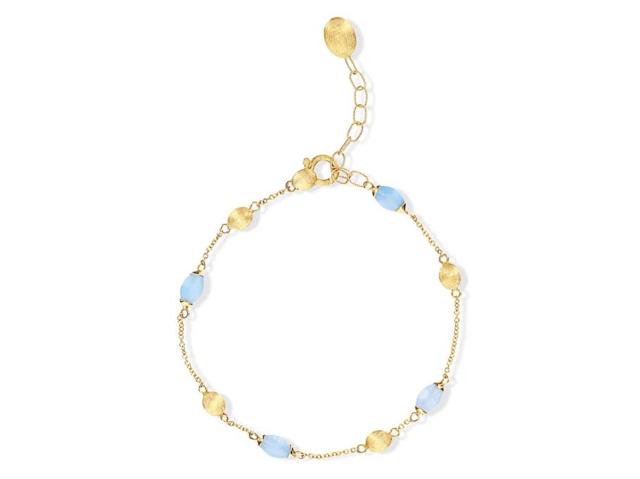 Dancing in the Rain Azure Armband Gelbgold Milky Aquamarin
