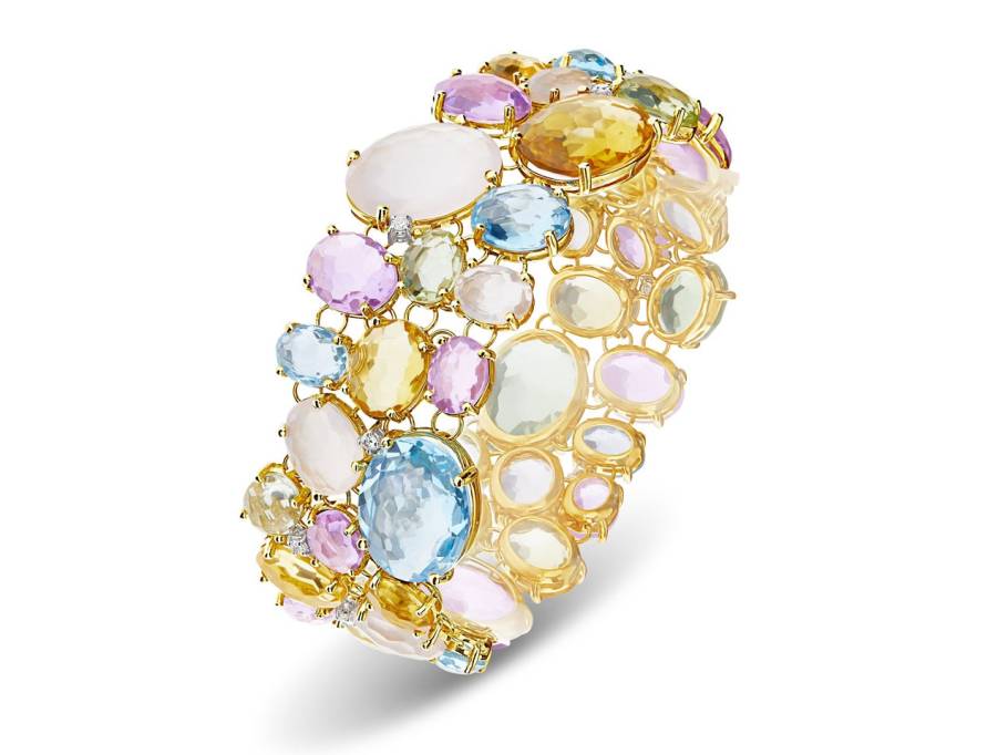 Ipanema Armband Gelbgold Amethyst Topas Quarz Citrin Rosenquarz