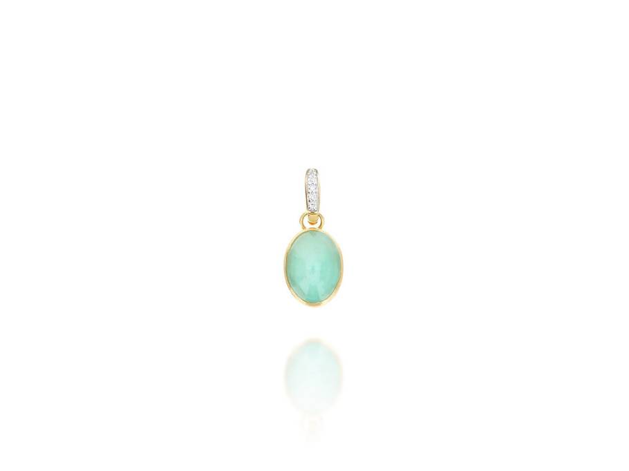 Nanis Boules Lattementa Small Anhänger Gelbgold mit grüner Jade und Brillanten