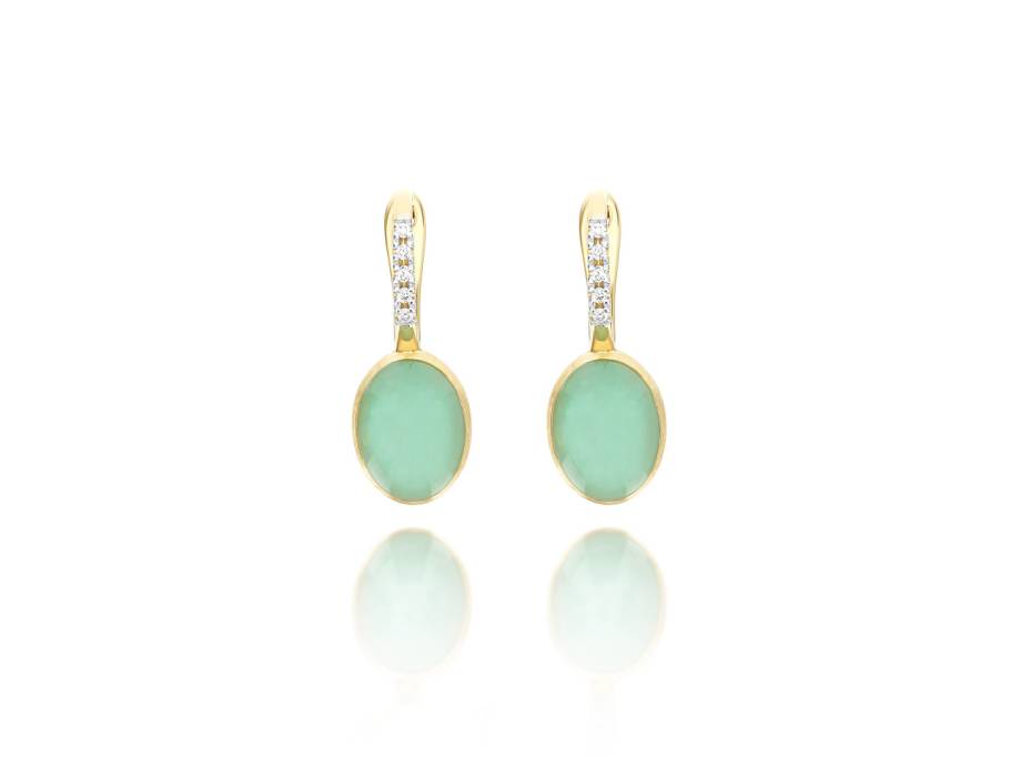 Nanis Boules Lattementa Small Ohrhänger Gelbgold mit grüner Jade und Brillanten