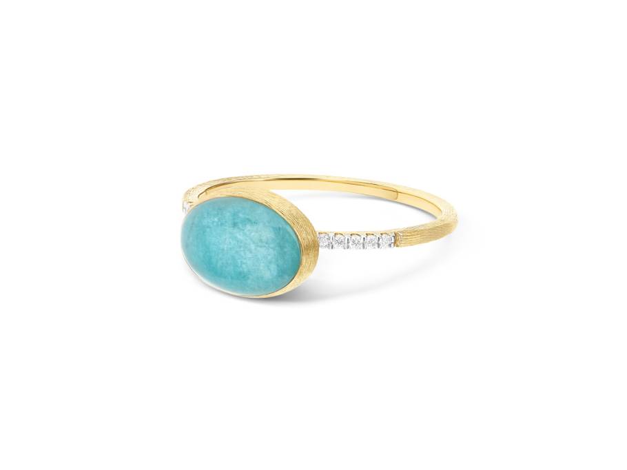 Nanis Boules Anice Small Ring Gelbgold mit Amazonit und Brillanten