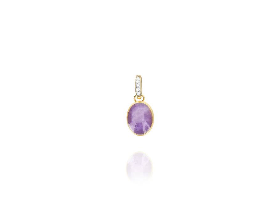 Nanis Boules Violetta Small Anhänger Gelbgold mit Lepidolith und Brillanten