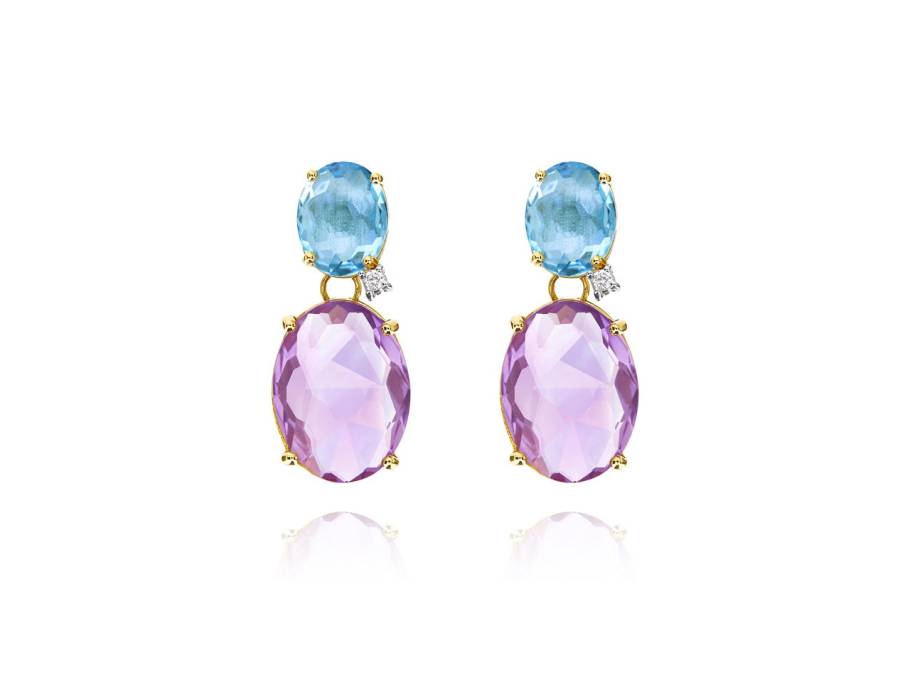 Ipanema Ohrhänger Gelbgold Amethyst Topas