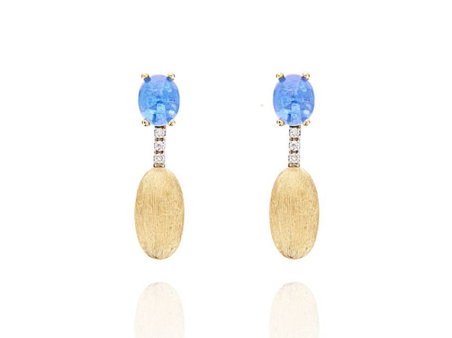 Dancing in the Rain Azure Ohrhänger Gelbgold London Blue Topas