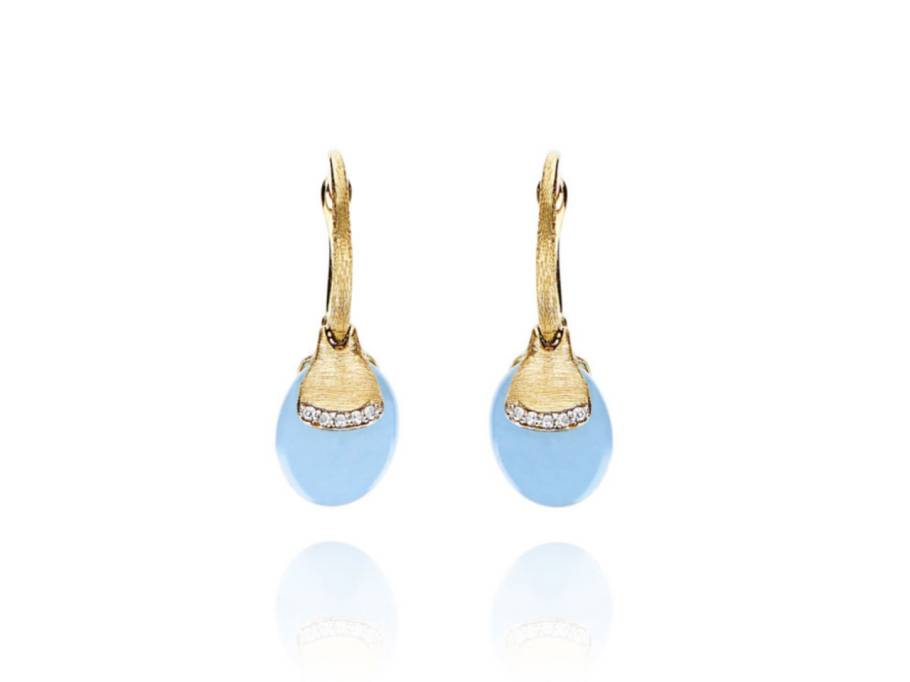 Dancing in the Rain Azure Ciliegine Ohrhänger Gelbgold Milky Aquamarin  klein