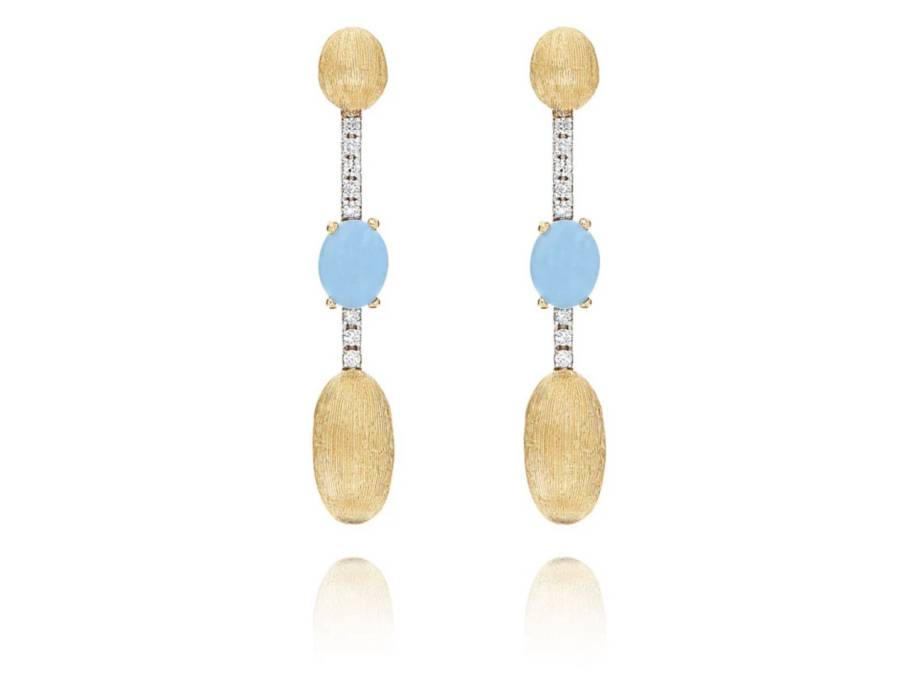Dancing in the Rain Azure Ohrhänger  Gelbgold Milky Aquamarin