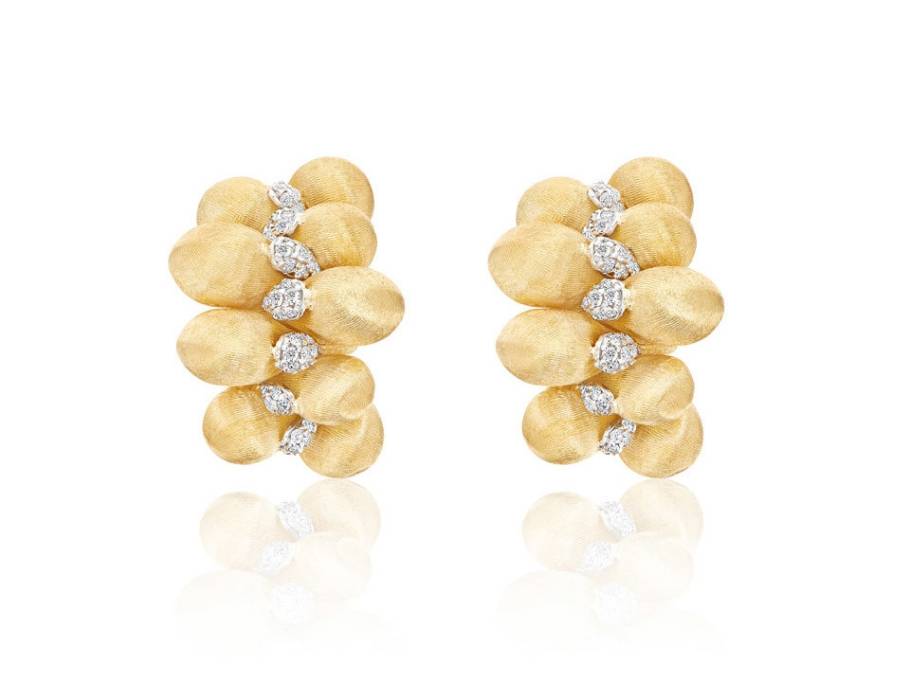 Trasformista Ohrstecker Gelbgold Tropfenelemente mit Diamantstreifen