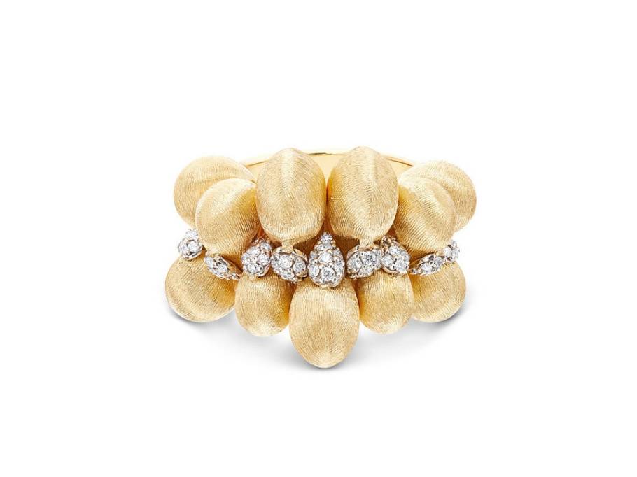 Trasformista Ring Gelbgold Tropfenelemente mit Diamantstreifen