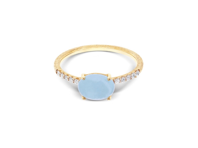 Dancing in the Rain Azure Ring Gelbgold Milky Aquamarin mittel