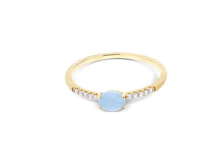 Dancing in the Rain Azure Ring Gelbgold Milky Aquamarin klein