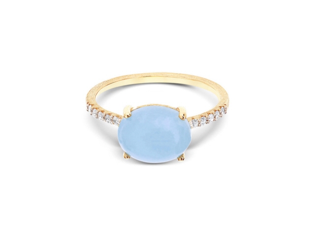 Dancing in the Rain Azure Ring Gelbgold Milky Aquamarin groß