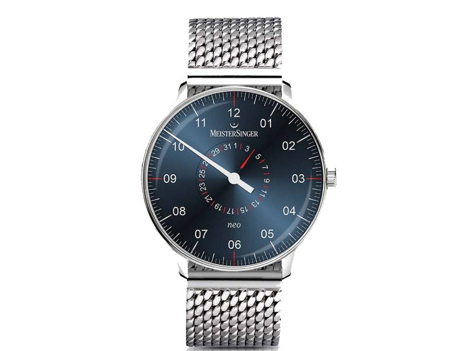 Neo  Plus Zeigerdatum blaues Zifferblatt Edelstahlband