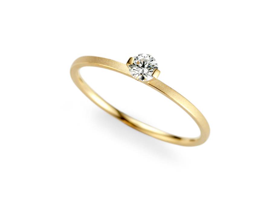 Princess Ring mit Krappenfassung 1,0mm Gelbgold 0,08ct TW vsi