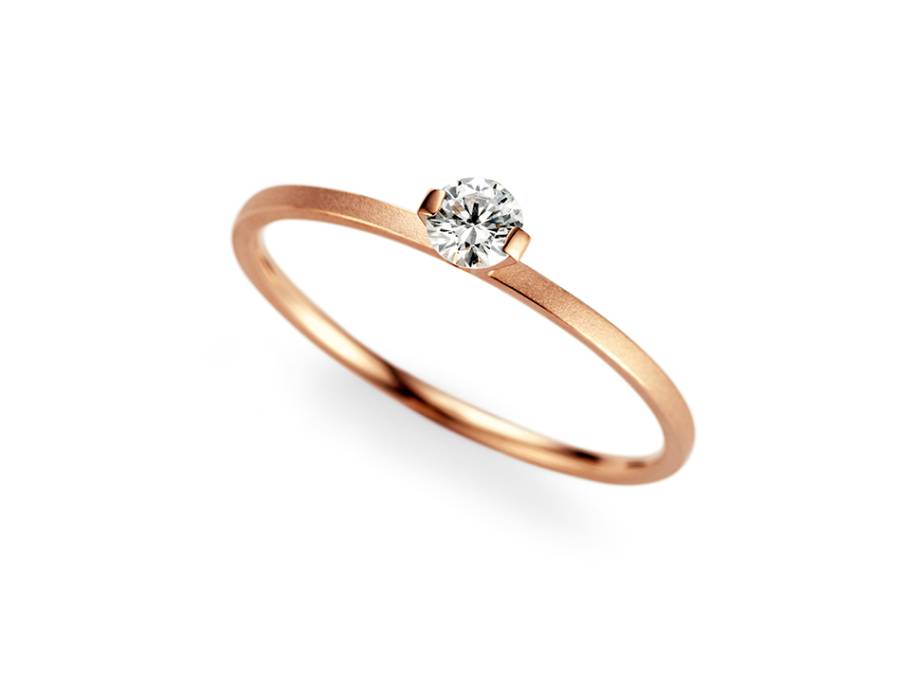 Princess Ring mit Krappenfassung 1,0mm Rotgold 0,08ct TW vsi