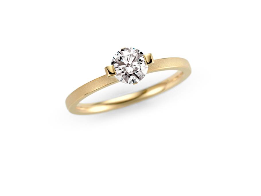 Princess Ring mit Krappenfassung 1,3mm Gelbgold 0,30ct TW vsi