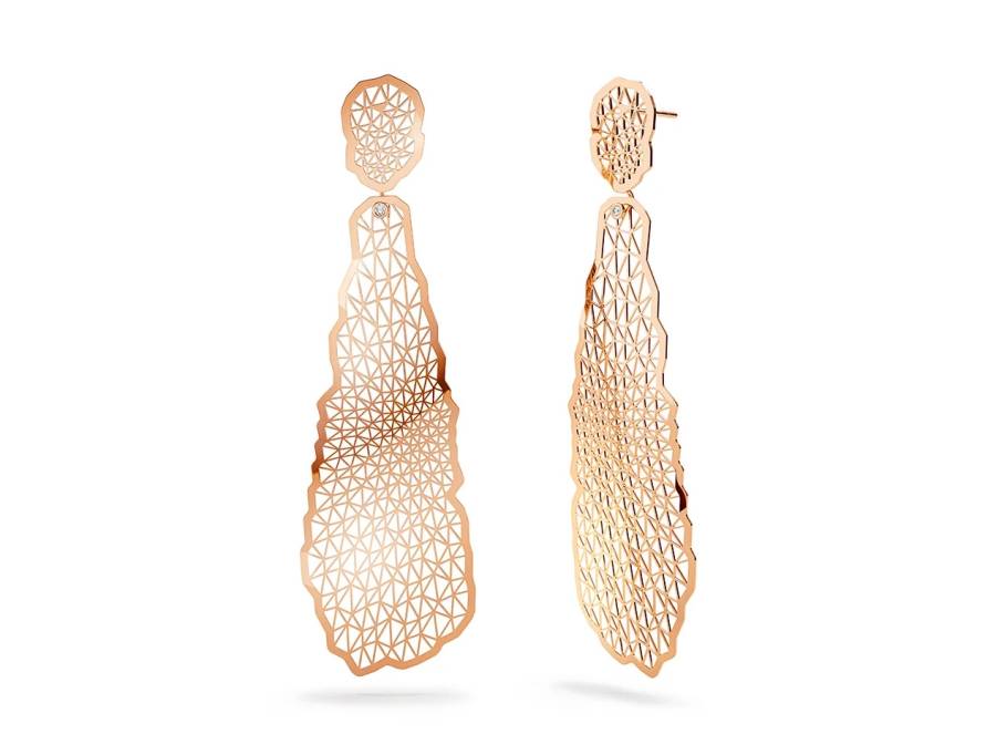 Topia Vision Ohrhänger Tropfen 750/- Classic Red poliert mit Brillanten