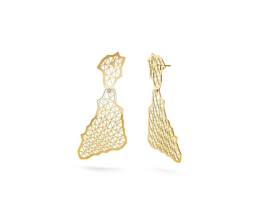 Topia Vision Ohrhänger Dreieck 750/- Classic  Yellow poliert mit Brillanten