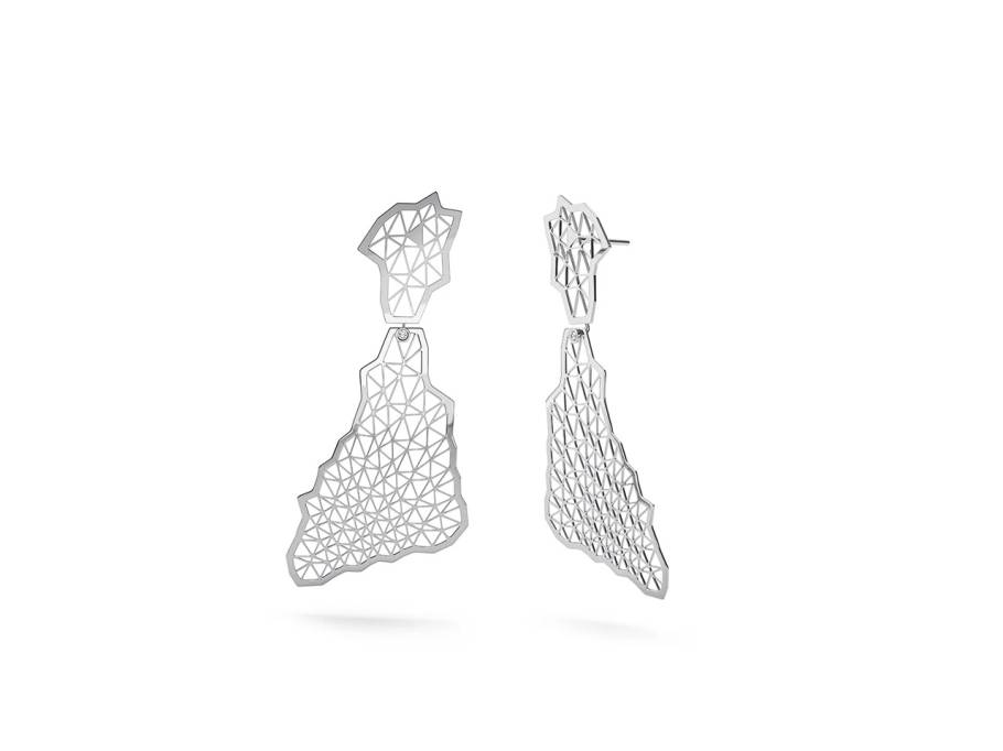 Topia Vision Ohrhänger Dreieck 950/- Platinum poliert mit Brillanten