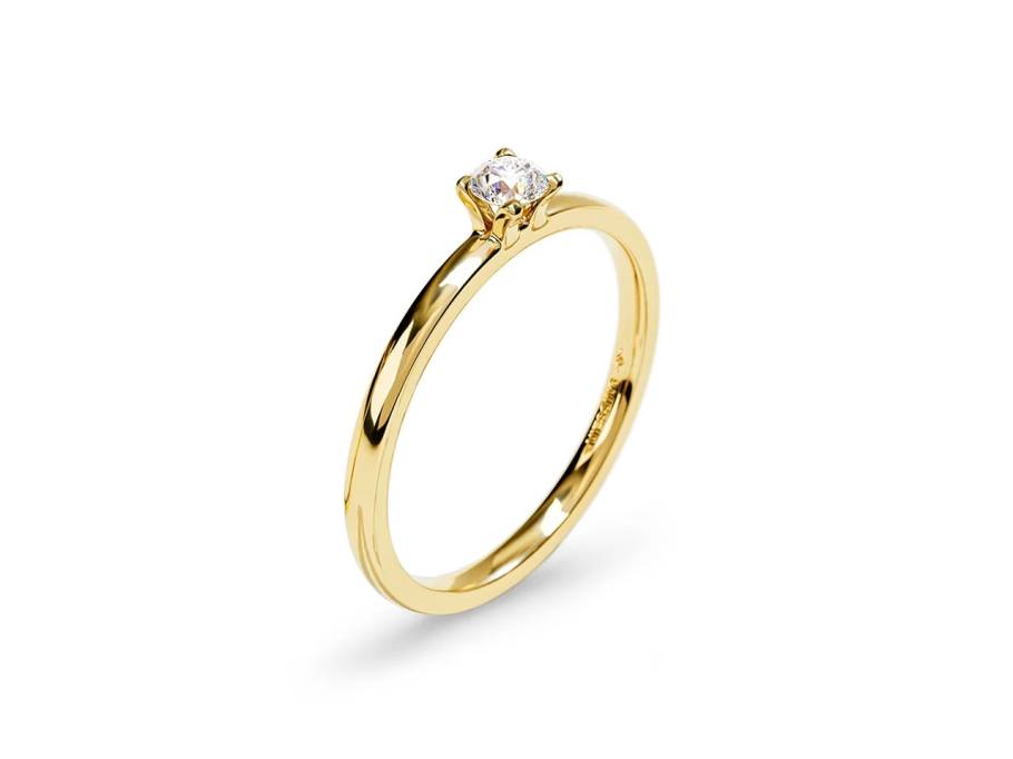 Amatis Ring mit Krappenfassung 1,6mm Gelbgold 0,14ct W si