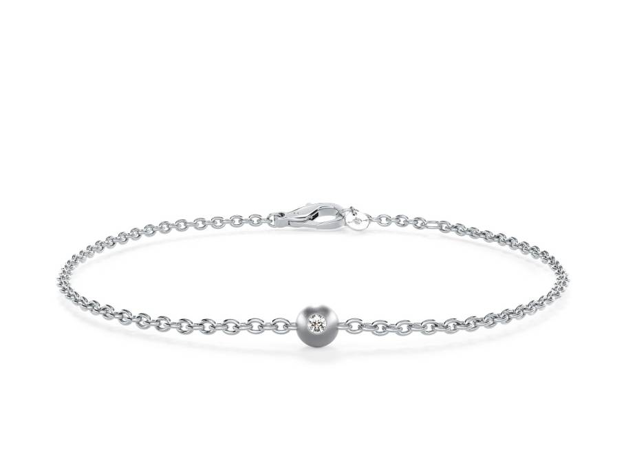 Kugel Armband Platinum 16cm mit Brillant 0,025ct 