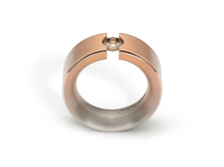 Aura Damenring rot-grau 7mm