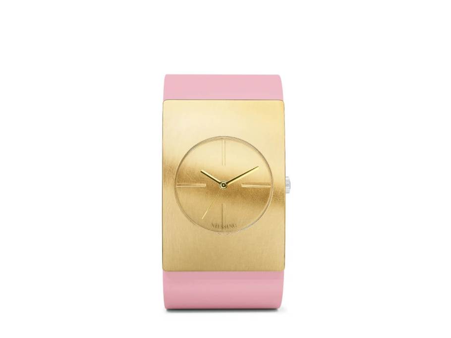   Radius 9 Classic Größe L 45mm Automatik  Gelbgold Lederband rosa