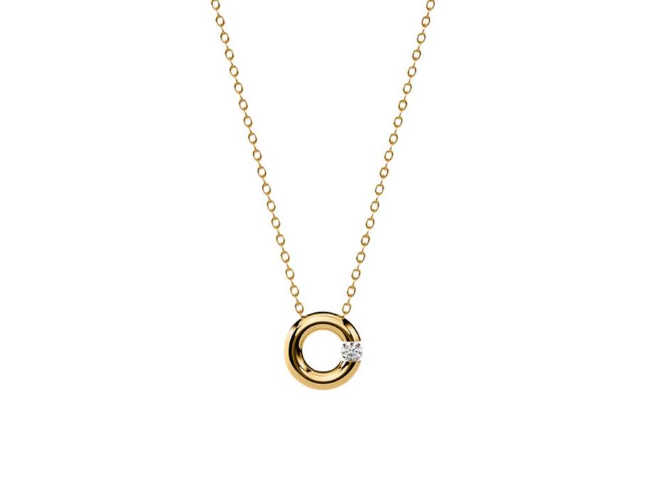 Spannring Kette mit Anhänger Classic Yellow 45cm mit Brillant 0,050ct 