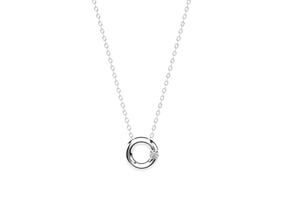 Spannring Kette mit Anhänger Platin 45cm mit Brillant 0,050ct 