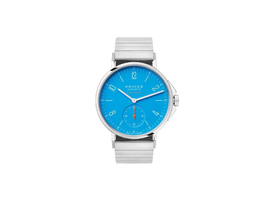 Ahoi neomatik Signalblau Automatik Edelstahl 36mm blaues Zifferblatt Metallband