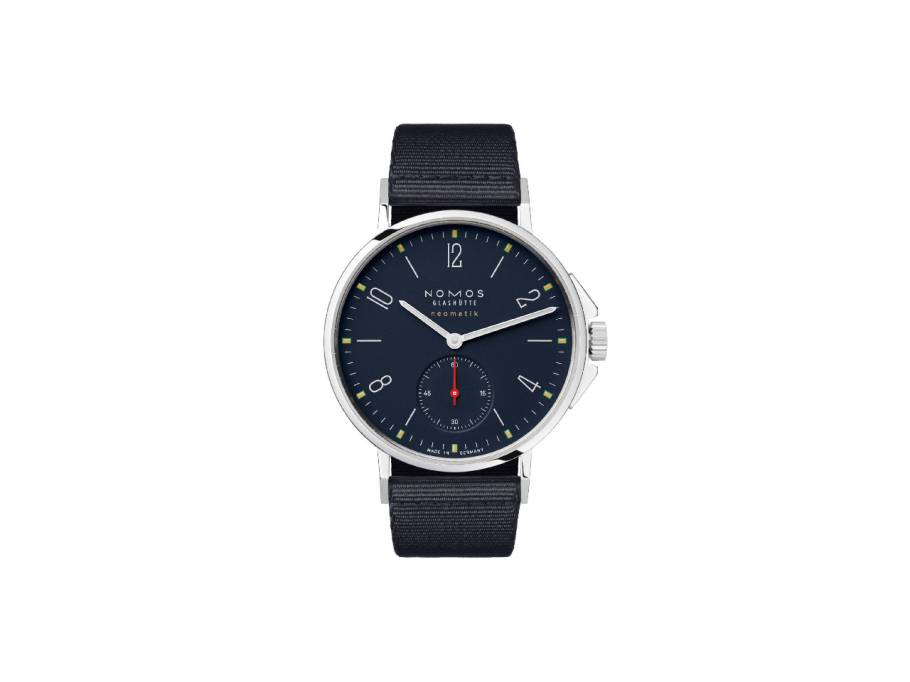 Ahoi neomatik Atlantik Automatik Edelstahl 36mm blaues Zifferblatt schwarzes Textilband Glasboden 