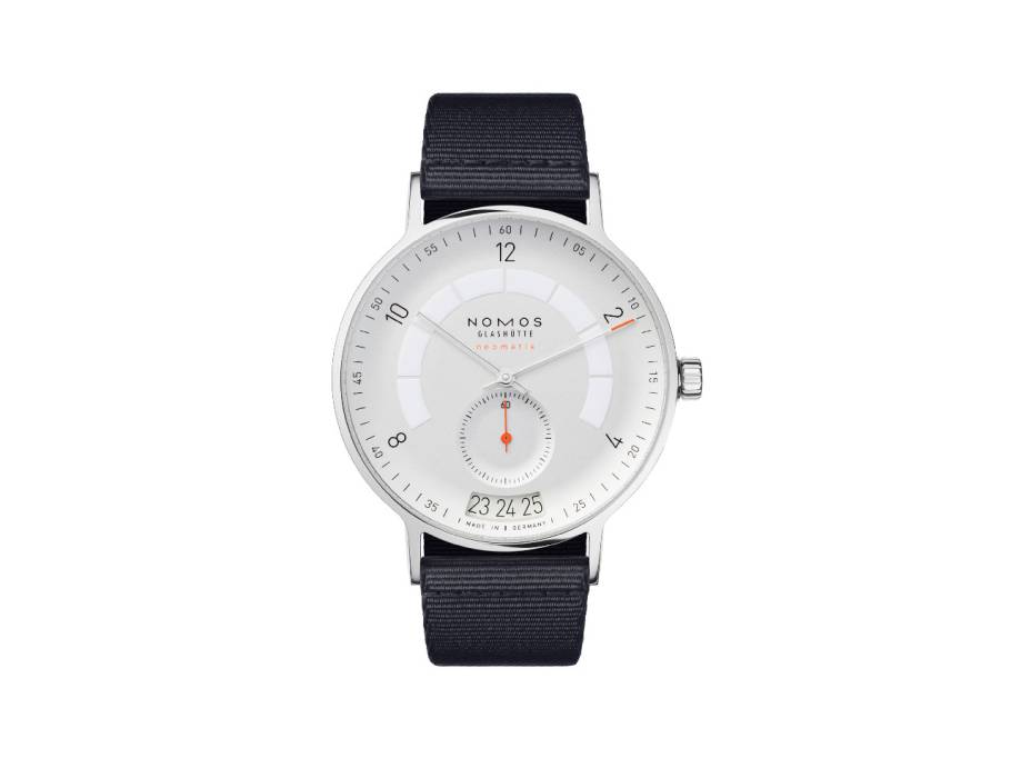 Autobahn neomatik 41 Datum Automatik Edelstahl 41mm weißes Zifferblatt schwarzes Textilband