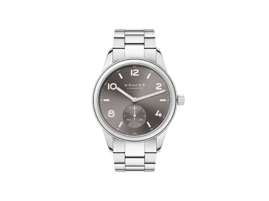 Club Sport neomatik 39 Smoke Automatik Edelstahl graues Zifferblatt Metallband Glasboden