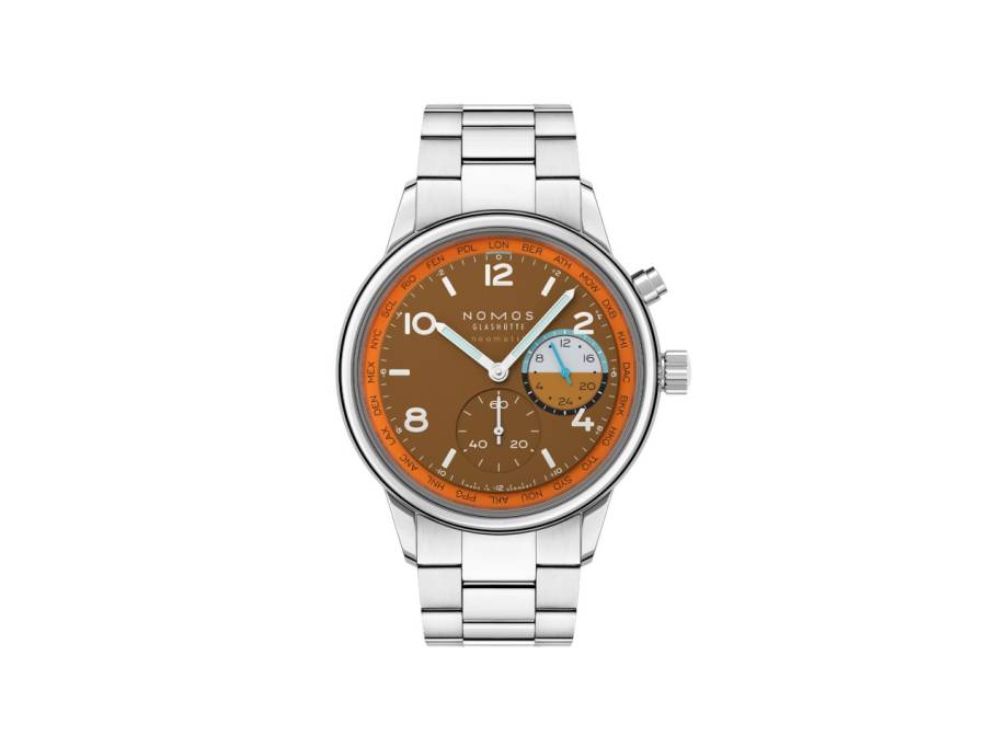 Club Sport neomatik Weltzeit "Canyon" Automatik Edelstahl 40mm braunes Zifferblatt Metallband