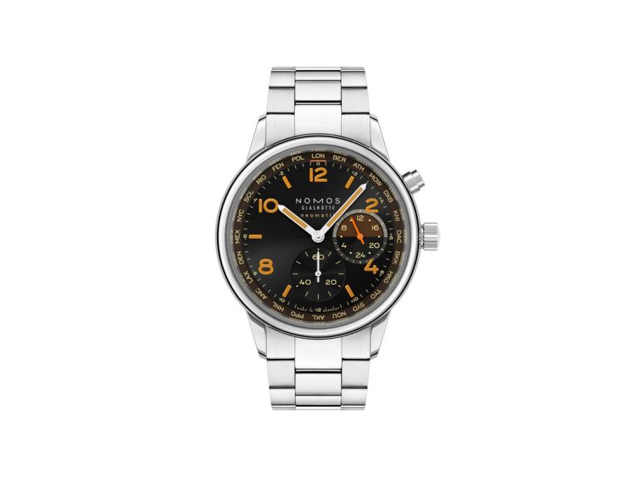 Club Sport neomatik Weltzeit "Grid" Automatik Edelstahl 40mm schwarzes Zifferblatt Metallband