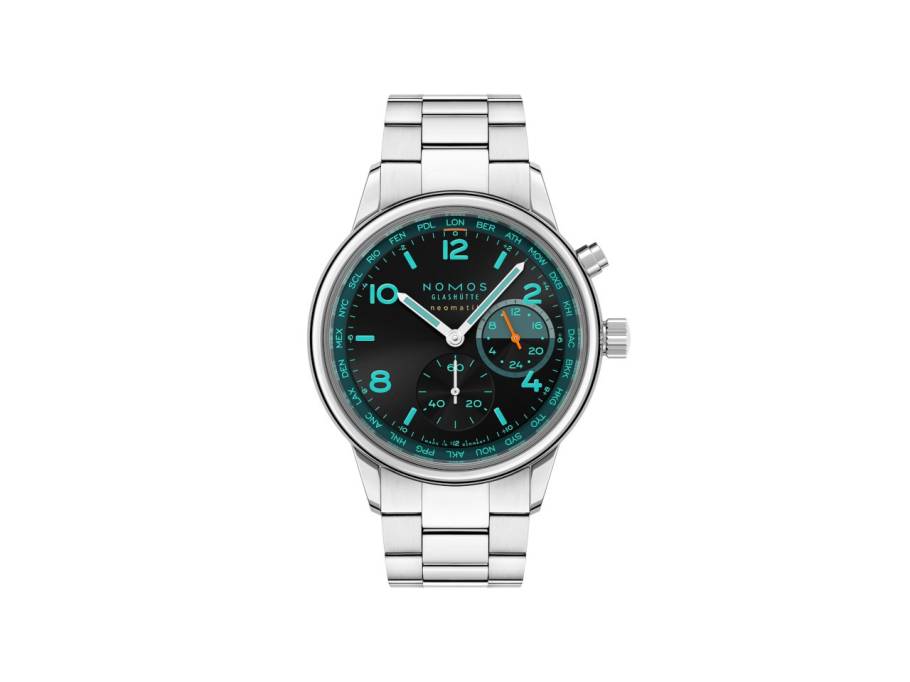 Club Sport neomatik Weltzeit "Trace" Automatik Edelstahl 40mm schwarzes Zifferblatt Metallband