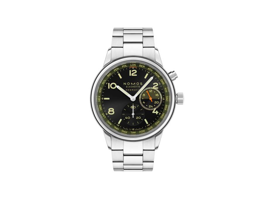 Club Sport neomatik Weltzeit "Vector" Automatik Edelstahl 40mm schwarzes Zifferblatt Metallband