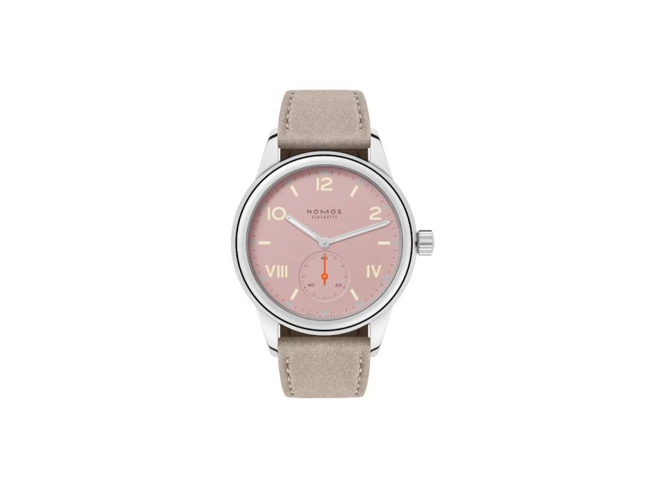 Club Campus Full Rose Handaufzug Edelstahl 36mm rosa Zifferblatt beiges Lederband Stahlboden